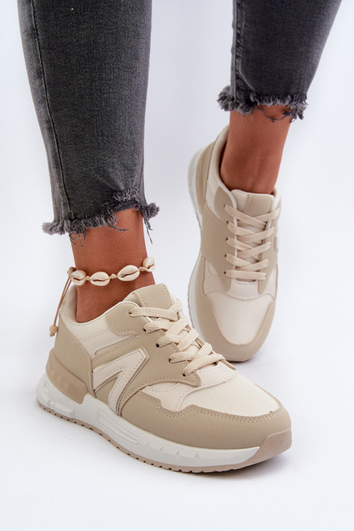 Sneakers modelio batai   iš dirbtinės odos smėlio spalvos Vinelli
