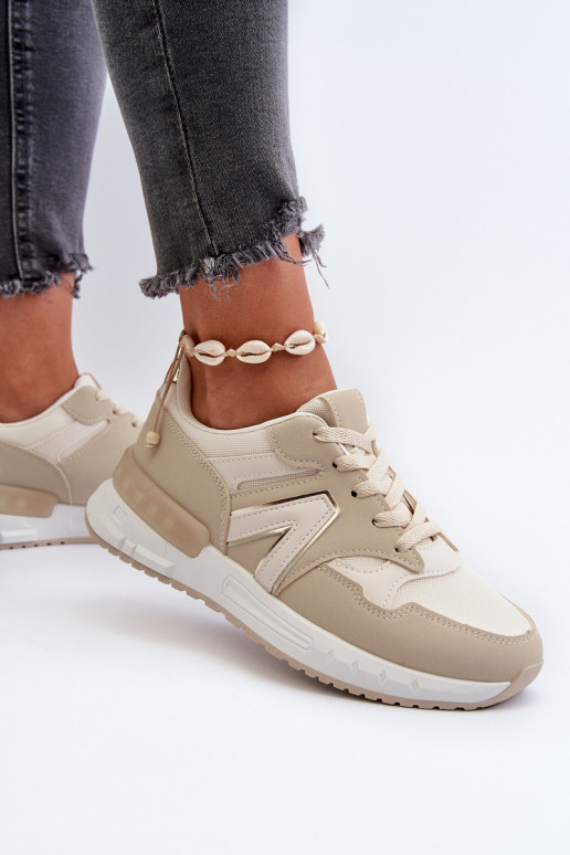 Sneakers modelio batai   iš dirbtinės odos smėlio spalvos Vinelli