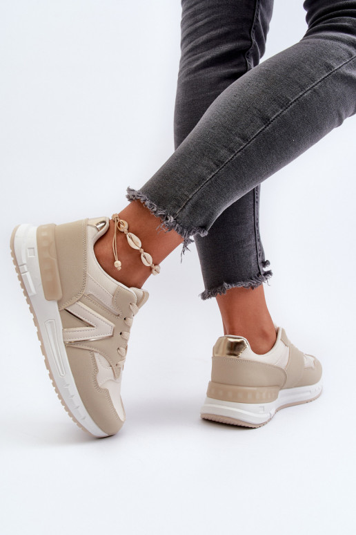Sneakers modelio batai   iš dirbtinės odos smėlio spalvos Vinelli