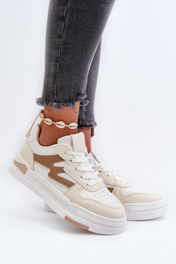 Sneakers modelio batai   su platforma iš dirbtinės odos smėlio spalvos Lynnette