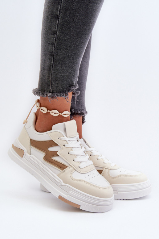 Sneakers modelio batai   su platforma iš dirbtinės odos smėlio spalvos Lynnette