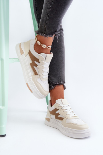 Sneakers modelio batai   su platforma iš dirbtinės odos smėlio spalvos Lynnette 2