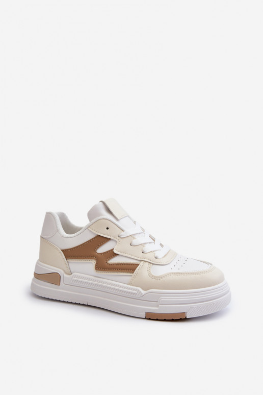 Sneakers modelio batai   su platforma iš dirbtinės odos smėlio spalvos Lynnette