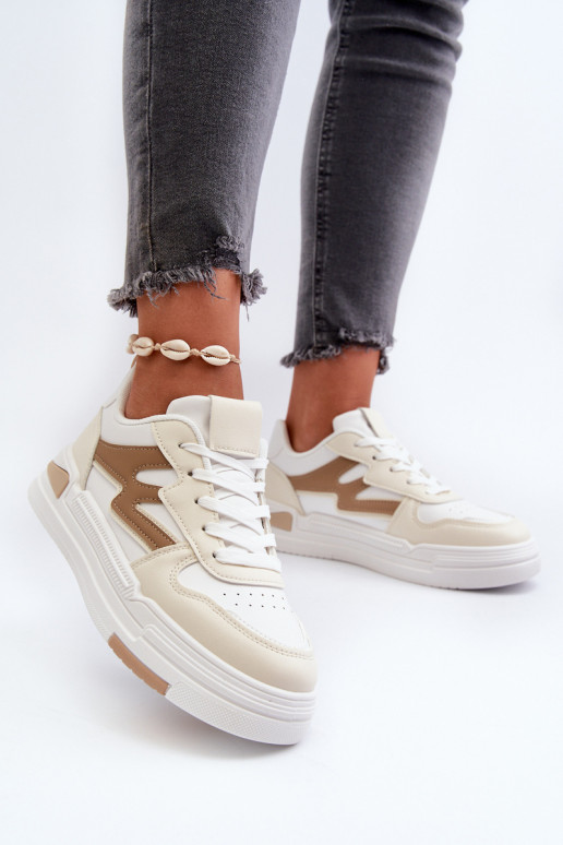 Sneakers modelio batai   su platforma iš dirbtinės odos smėlio spalvos Lynnette