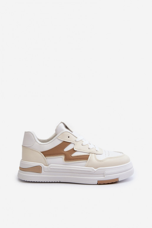 Sneakers modelio batai   su platforma iš dirbtinės odos smėlio spalvos Lynnette