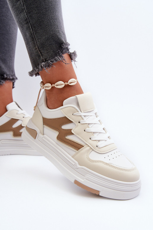 Sneakers modelio batai   su platforma iš dirbtinės odos smėlio spalvos Lynnette