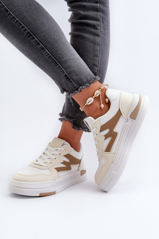 Sneakers modelio batai   su platforma iš dirbtinės odos smėlio spalvos Lynnette