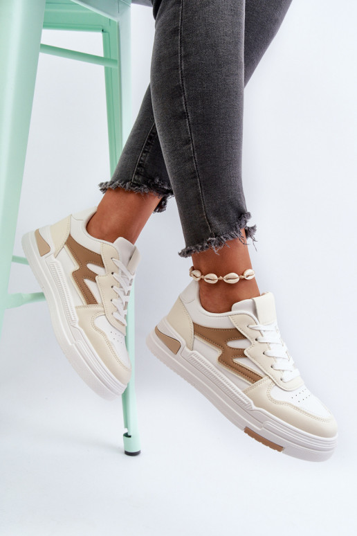 Sneakers modelio batai   su platforma iš dirbtinės odos smėlio spalvos Lynnette