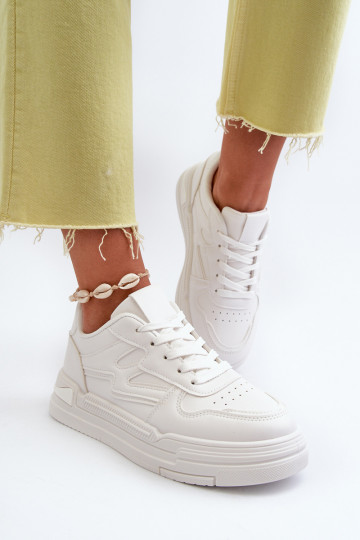 Sneakers modelio batai   su platforma iš dirbtinės odos baltos spalvos Lynnette