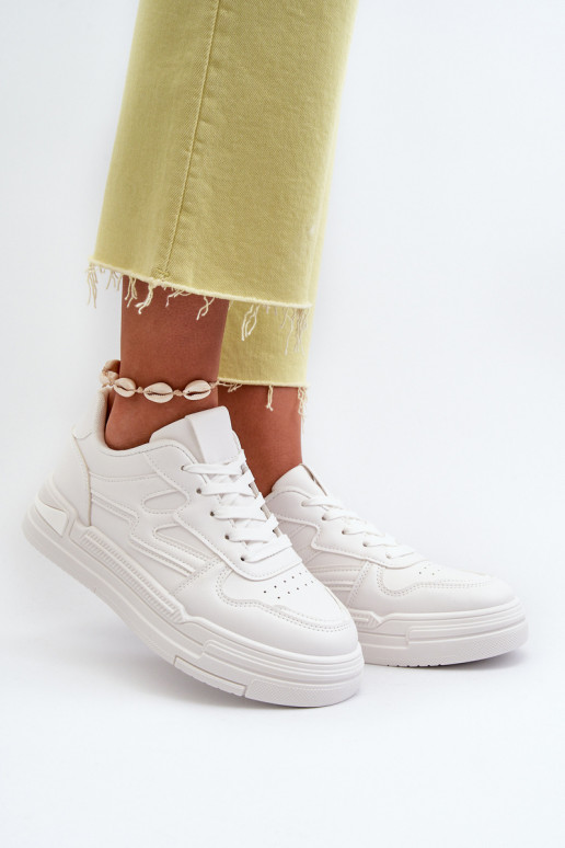 Sneakers modelio batai   su platforma iš dirbtinės odos baltos spalvos Lynnette