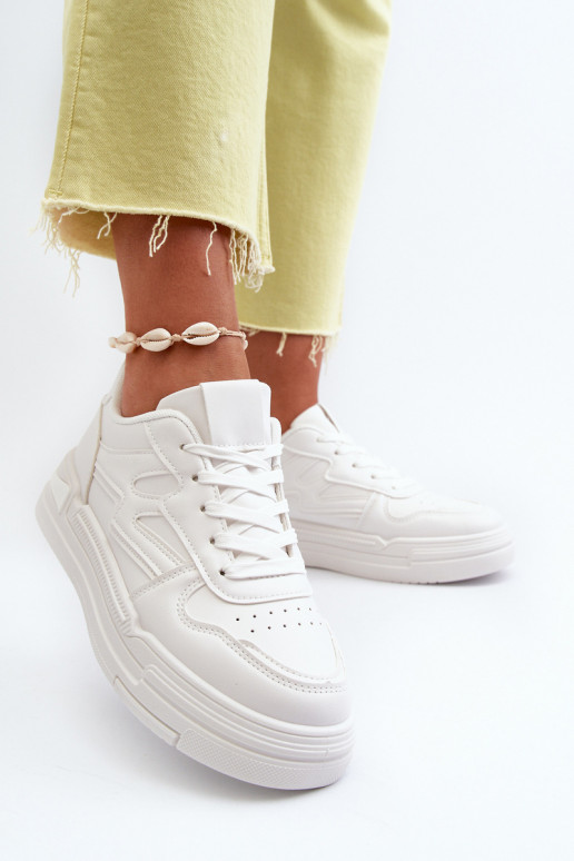 Sneakers modelio batai   su platforma iš dirbtinės odos baltos spalvos Lynnette
