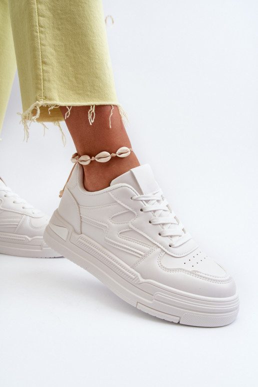 Sneakers modelio batai   su platforma iš dirbtinės odos baltos spalvos Lynnette