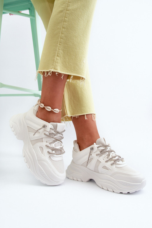 Sneakers modelio batai   su madingais masyviais padais  m baltos spalvos Relissa Sneakers modelio batai   su madingais masyviais padais  m baltos spalvos Relissa