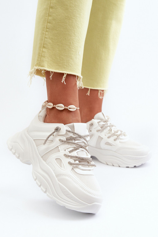 Sneakers modelio batai   su madingais masyviais padais  m baltos spalvos Relissa Sneakers modelio batai   su madingais masyviais padais  m baltos spalvos Relissa