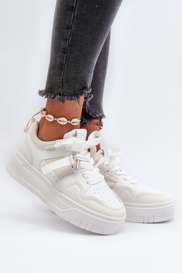 Sneakers modelio batai   su platforma iš eko odos baltos spalvos Moun 2