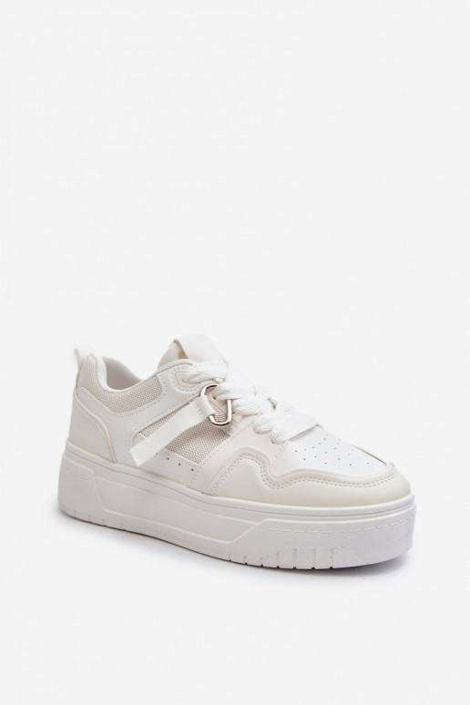Sneakers modelio batai   su platforma iš dirbtinės odos baltos spalvos Moun