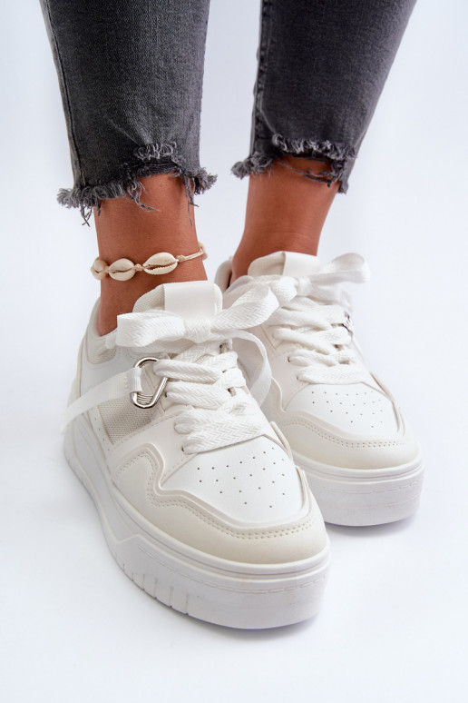 Sneakers modelio batai   su platforma iš dirbtinės odos baltos spalvos Moun