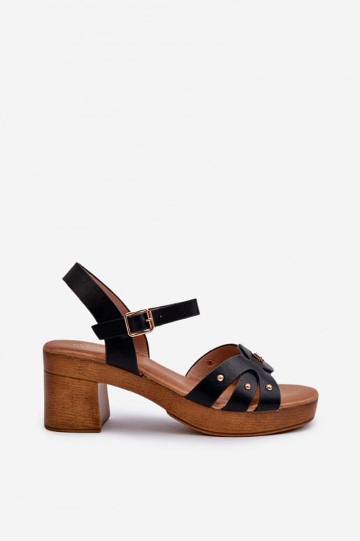 Moteriškos basutės su kulniukais iš eko odos juodos spalvos Assames Moteriškos basutės su kulniukais iš eko odos juodos spalvos Assames