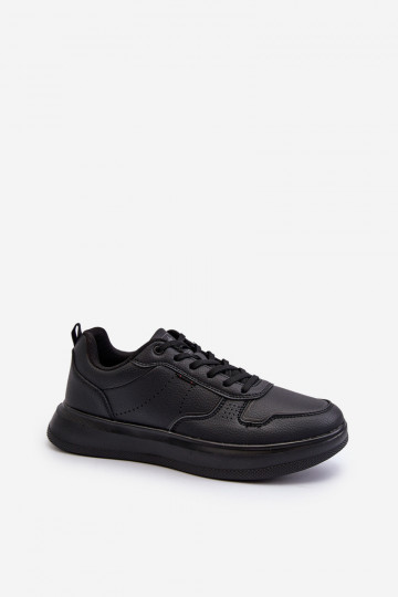 Sneakers modelio batai  su platforma iš dirbtinės odos juodos spalvos Uziran
