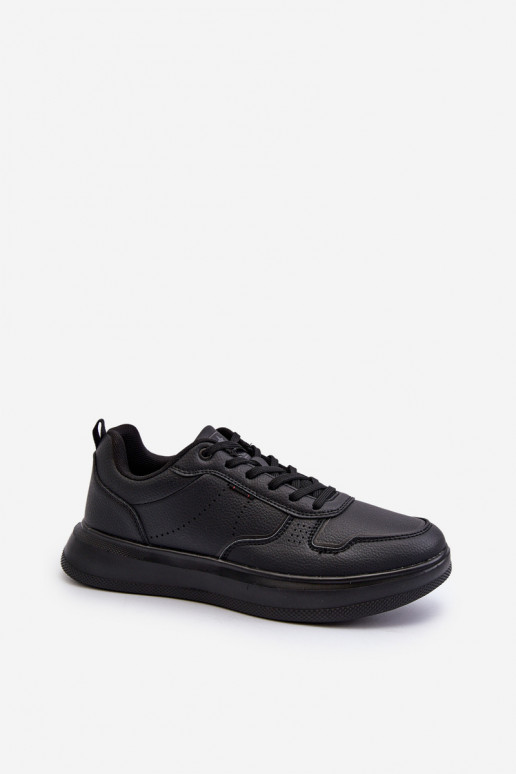 Sneakers modelio batai  su platforma iš dirbtinės odos juodos spalvos Uziran