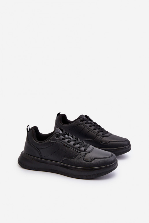 Sneakers modelio batai  su platforma iš dirbtinės odos juodos spalvos Uziran