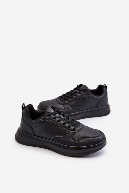 Sneakers modelio batai  su platforma iš dirbtinės odos juodos spalvos Uziran