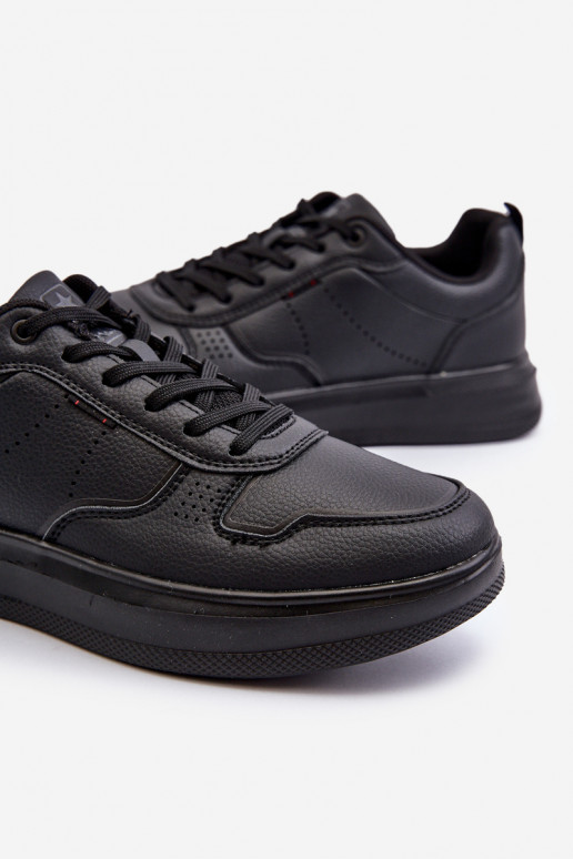 Sneakers modelio batai  su platforma iš dirbtinės odos juodos spalvos Uziran