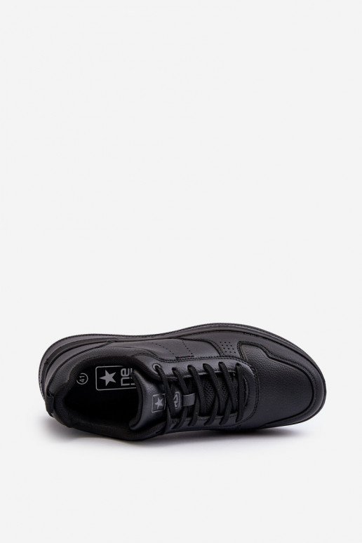 Sneakers modelio batai  su platforma iš dirbtinės odos juodos spalvos Uziran