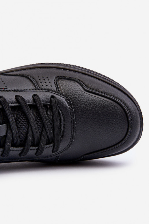 Sneakers modelio batai  su platforma iš dirbtinės odos juodos spalvos Uziran
