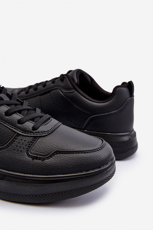 Sneakers modelio batai  su platforma iš dirbtinės odos juodos spalvos Uziran