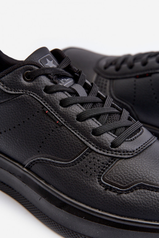 Sneakers modelio batai  su platforma iš dirbtinės odos juodos spalvos Uziran