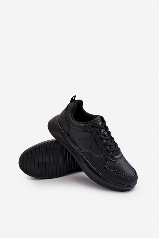 Sneakers modelio batai  su platforma iš dirbtinės odos juodos spalvos Uziran