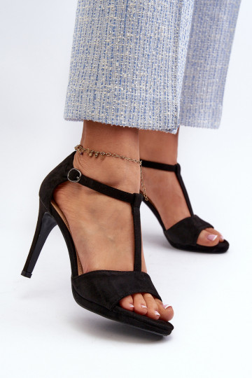 Moteriškos aukštakulnės basutės, pagamintos iš Eco Suede, Black Obdaria 2