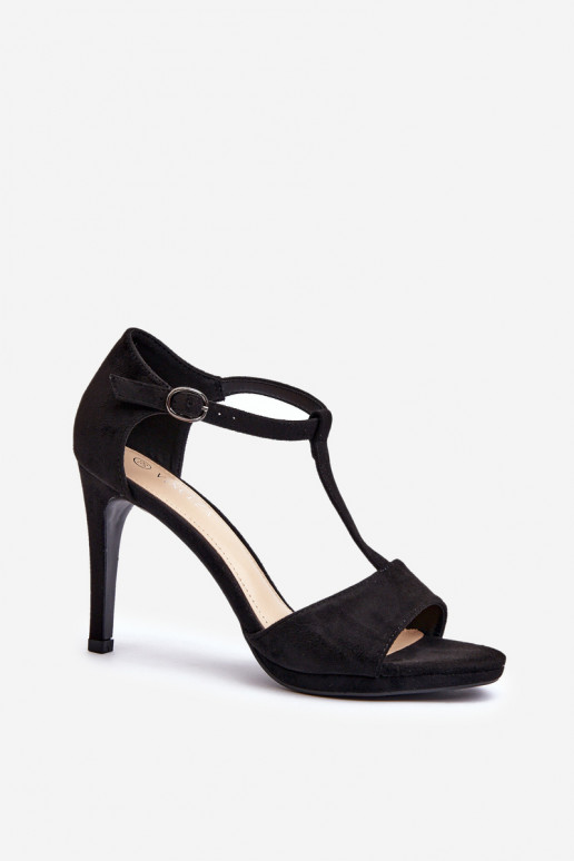 Moteriškos aukštakulnės basutės, pagamintos iš Eco Suede, Black Obdaria
