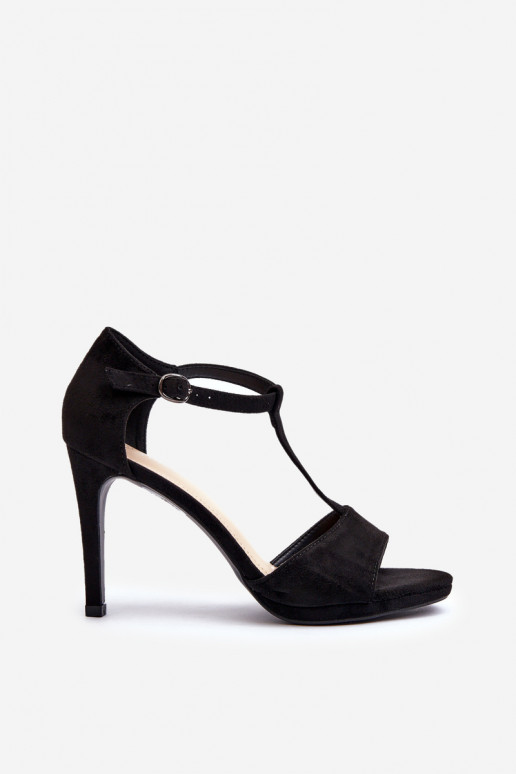 Moteriškos aukštakulnės basutės, pagamintos iš Eco Suede, Black Obdaria