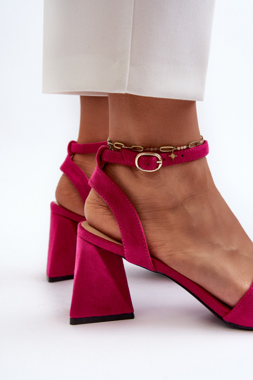 Moteriškos aukštakulnės basutės, pagamintos iš Eco Suede Fuchsia Upttima
