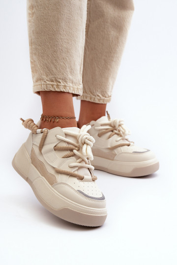 Sneakers modelio batai   su platforma smėlio spalvos Moariella 2