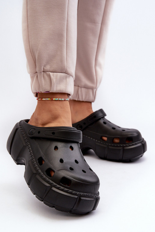 Moteriškos šlepetės Lengvos šlepetės su madingais masyviais padais juodos spalvos Witima Moteriškos šlepetės Lengvos šlepetės su madingais masyviais padais juodos spalvos Witima