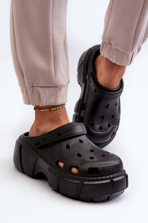 Moteriškos šlepetės Lengvos šlepetės su madingais masyviais padais juodos spalvos Witima Moteriškos šlepetės Lengvos šlepetės su madingais masyviais padais juodos spalvos Witima