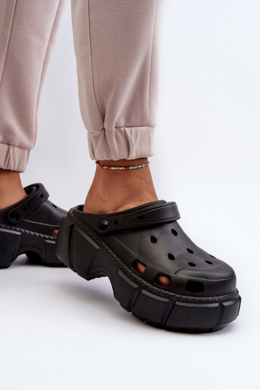 Moteriškos šlepetės Lengvos šlepetės su madingais masyviais padais juodos spalvos Witima Moteriškos šlepetės Lengvos šlepetės su madingais masyviais padais juodos spalvos Witima