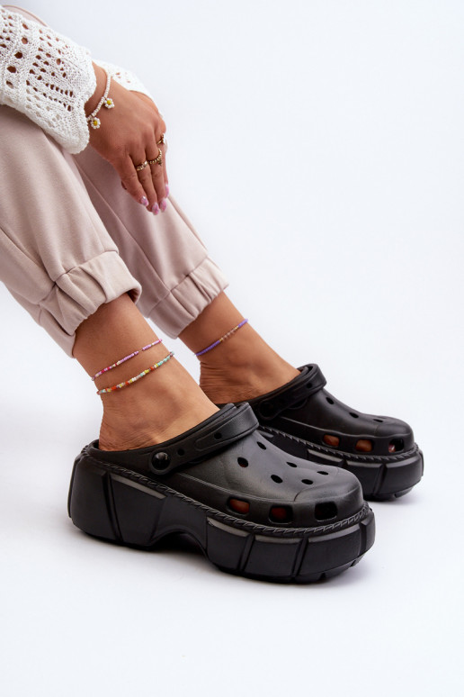 Moteriškos šlepetės Lengvos šlepetės su madingais masyviais padais juodos spalvos Witima Moteriškos šlepetės Lengvos šlepetės su madingais masyviais padais juodos spalvos Witima