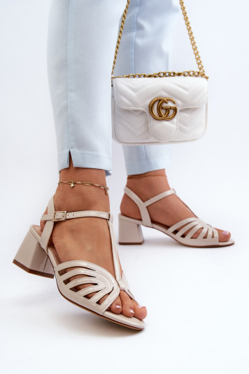 su lako efektu   Elegantiškos aukštakulnės basutės Sergio Leone SK880 smėlio spalvos