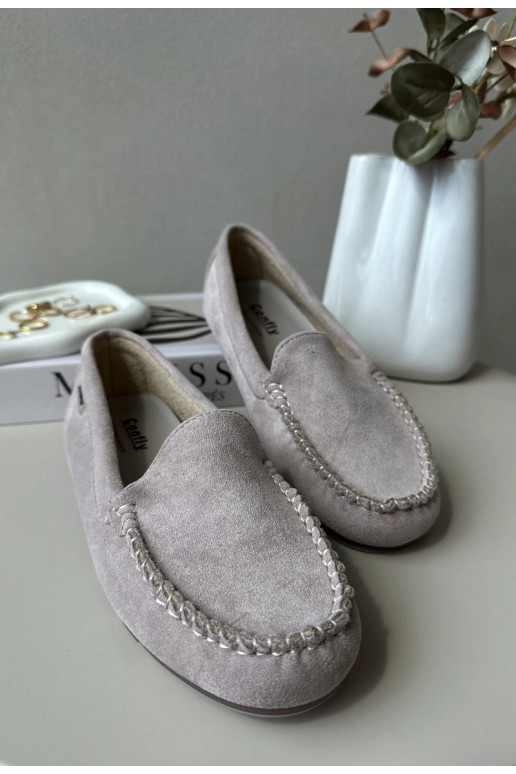 Moteriški ekologiški zomšiniai mokasinai, purpurinė Amrutia