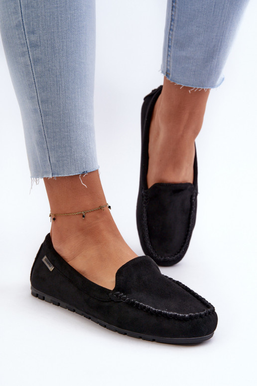 Moteriški mokasinai, pagaminti iš Eco Suede Black Amrutia Moteriški mokasinai, pagaminti iš Eco Suede Black Amrutia