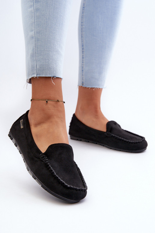 Moteriški mokasinai, pagaminti iš Eco Suede Black Amrutia Moteriški mokasinai, pagaminti iš Eco Suede Black Amrutia