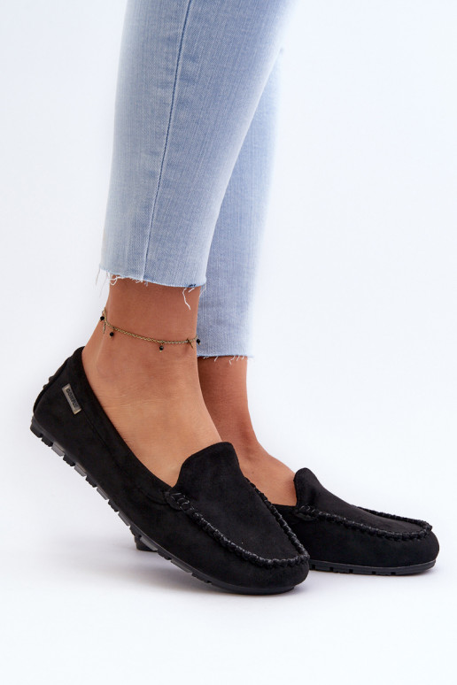 Moteriški mokasinai, pagaminti iš Eco Suede Black Amrutia Moteriški mokasinai, pagaminti iš Eco Suede Black Amrutia