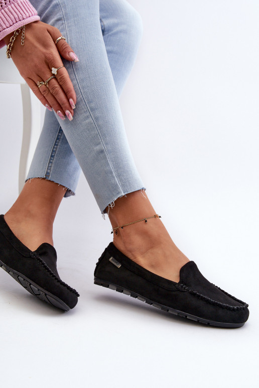 Moteriški mokasinai, pagaminti iš Eco Suede Black Amrutia Moteriški mokasinai, pagaminti iš Eco Suede Black Amrutia