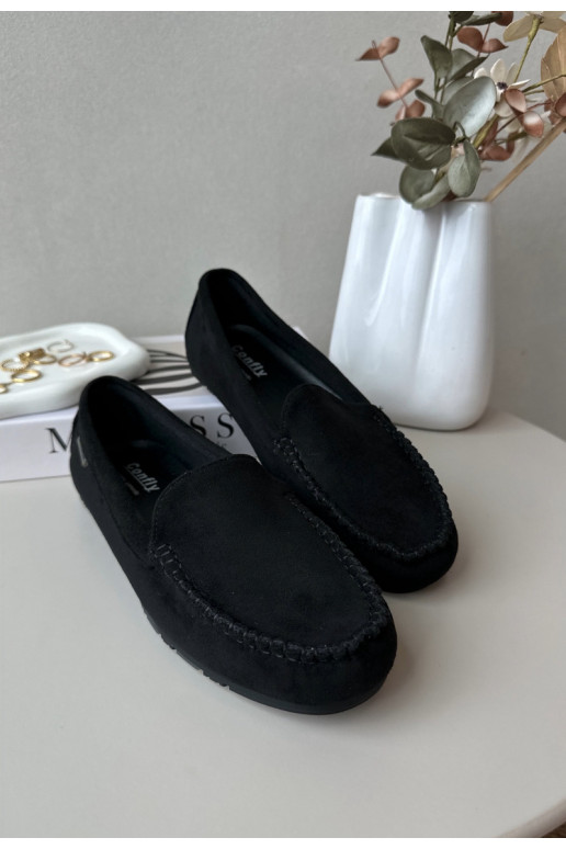 Moteriški mokasinai, pagaminti iš Eco Suede Black Amrutia Moteriški mokasinai, pagaminti iš Eco Suede Black Amrutia