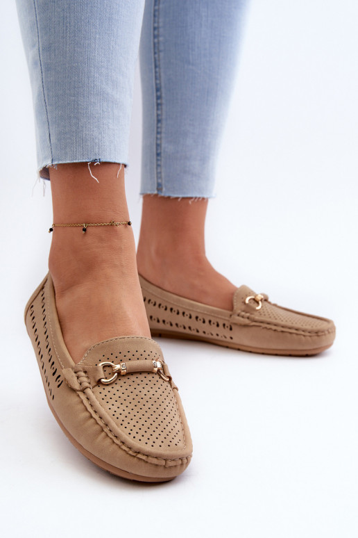 moteriški mokasinai su aužūro elementais su ornamentais rudos spalvos Kaydance moteriški mokasinai su aužūro elementais su ornamentais rudos spalvos Kaydance