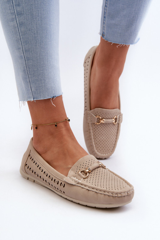 moteriški mokasinai su aužūro elementais su ornamentais smėlio spalvos Kaydance moteriški mokasinai su aužūro elementais su ornamentais smėlio spalvos Kaydance
